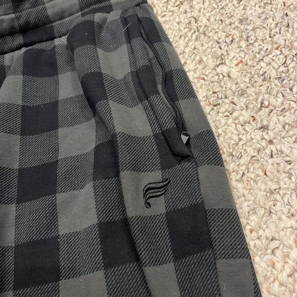 Fabletics Men's Plaid Jogger Pants Sz M Gray Lounge Active Drawstring - Picture 3 of 5